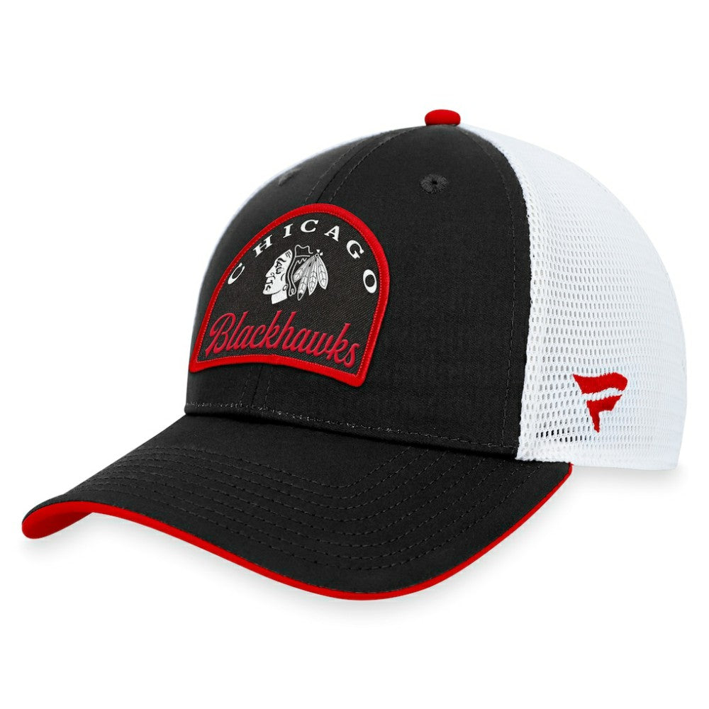 NHL Chicago Blackhawks Fanatics Fundamental Adjustable Hat - Black/White