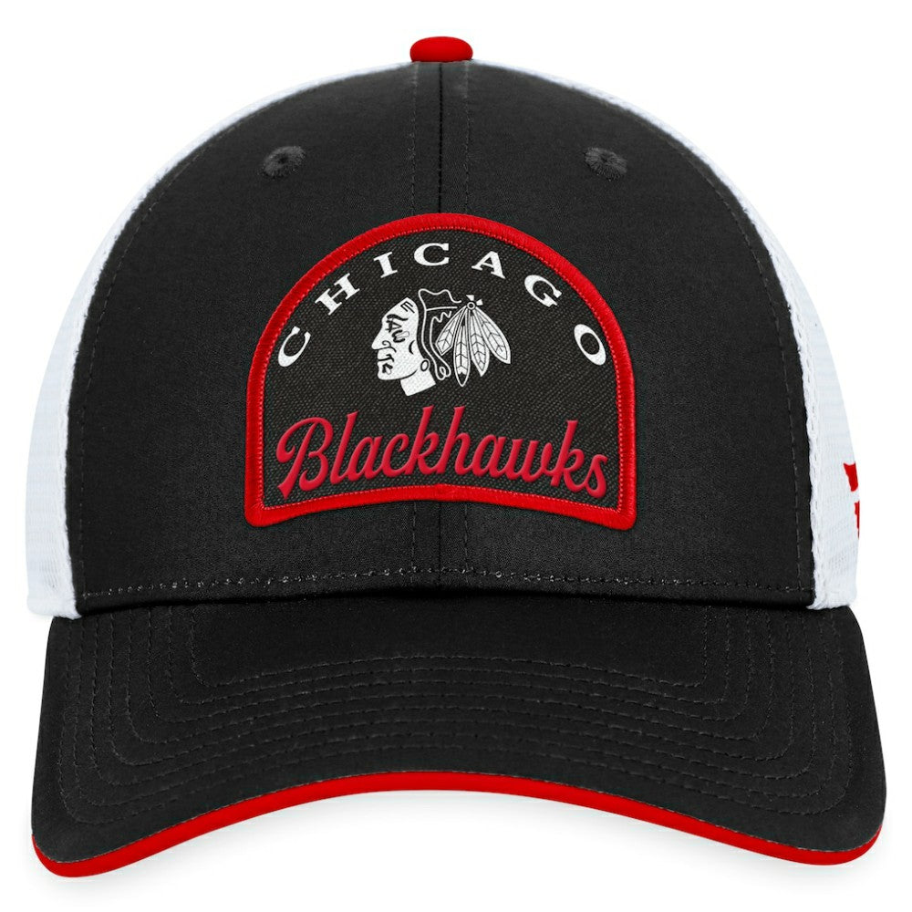 NHL Chicago Blackhawks Fanatics Fundamental Adjustable Hat - Black/White