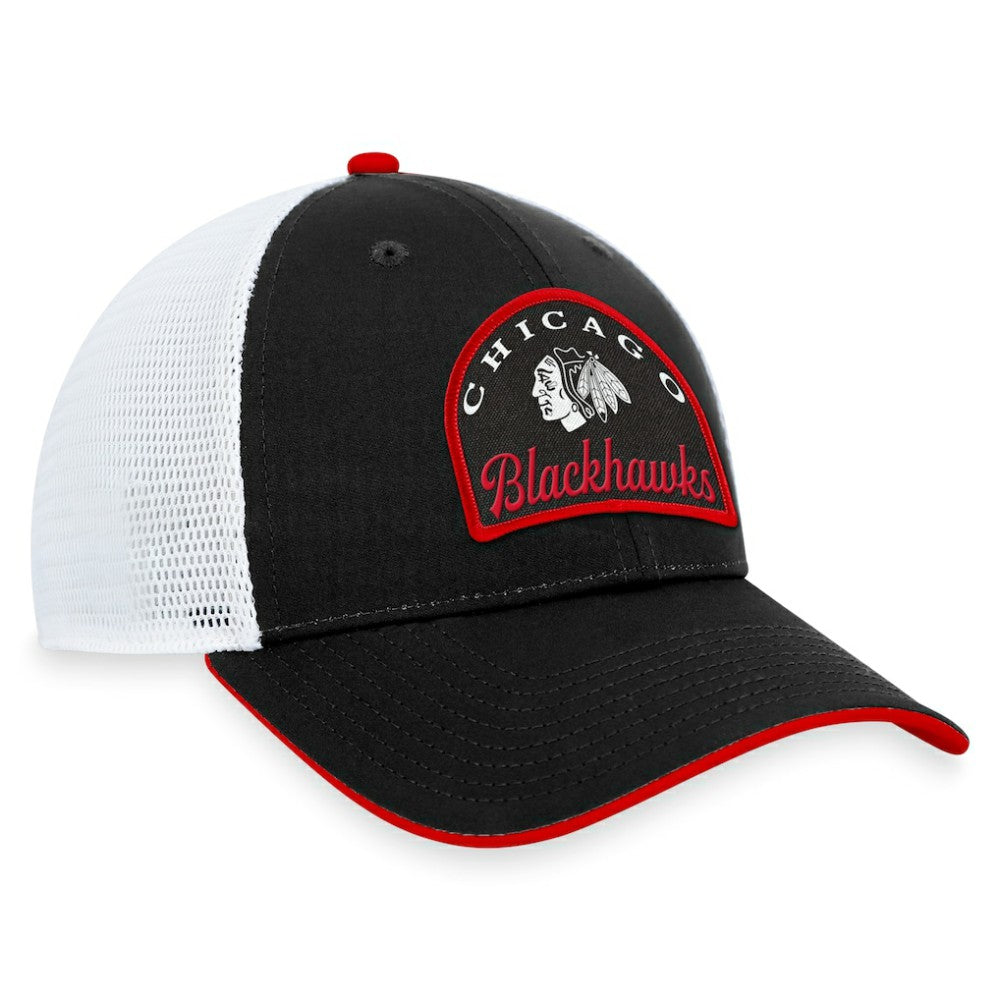 NHL Chicago Blackhawks Fanatics Fundamental Adjustable Hat - Black/White