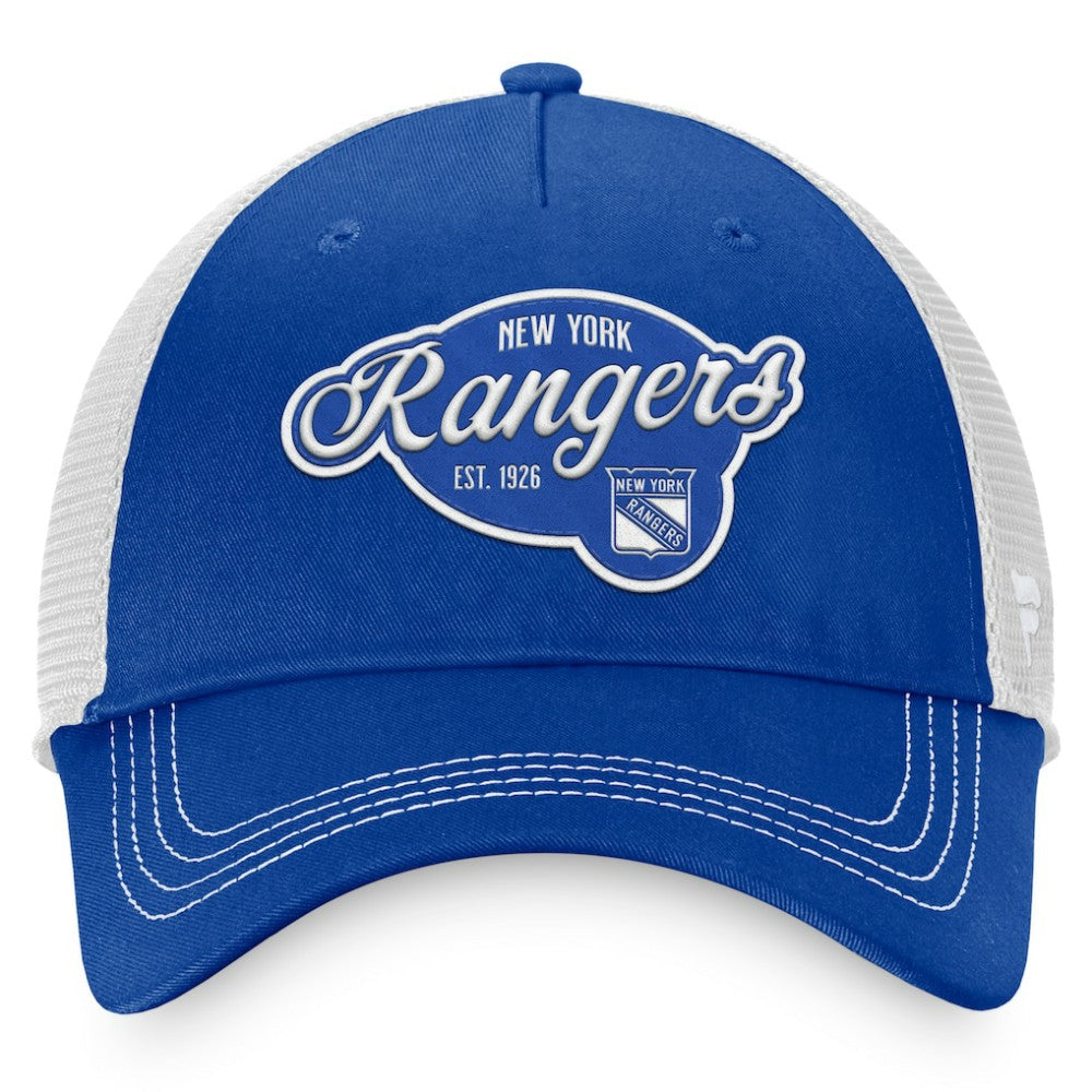 NHL New York Rangers Fanatics Women's Fundamental Trucker Adjustable Hat - Navy/White