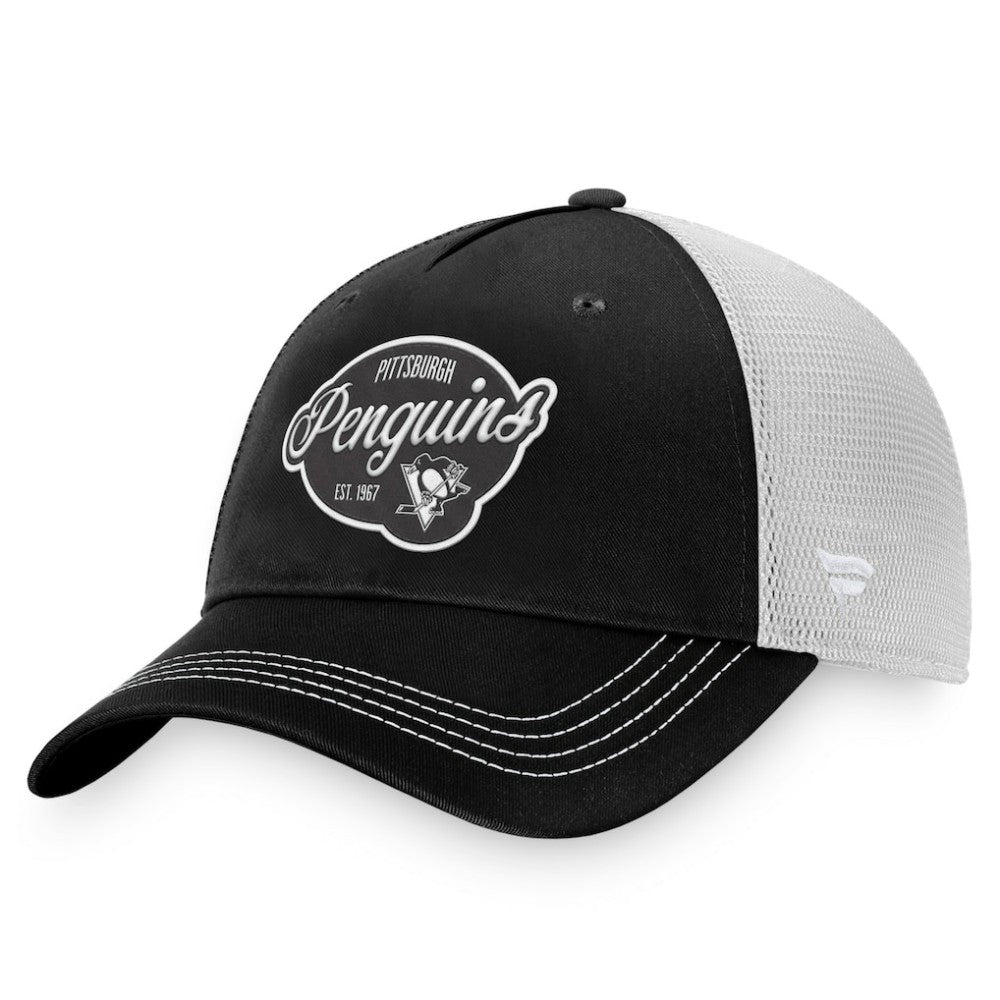 NHL Pittsburgh Penguins Fanatics Women's Fundamental Trucker Adjustable Hat - Black/White