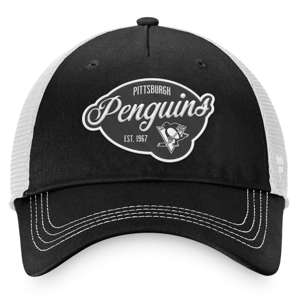 NHL Pittsburgh Penguins Fanatics Women's Fundamental Trucker Adjustable Hat - Black/White