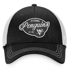 NHL Pittsburgh Penguins Fanatics Women's Fundamental Trucker Adjustable Hat - Black/White