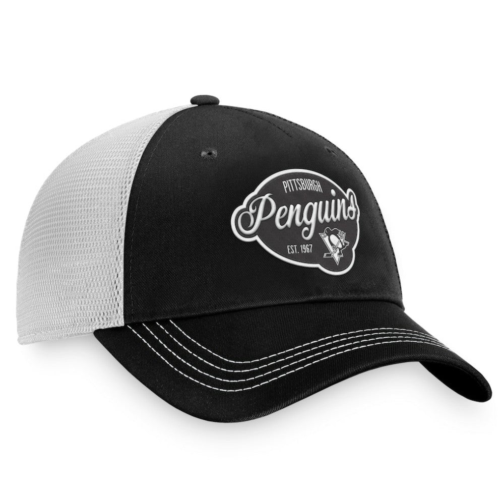 NHL Pittsburgh Penguins Fanatics Women's Fundamental Trucker Adjustable Hat - Black/White