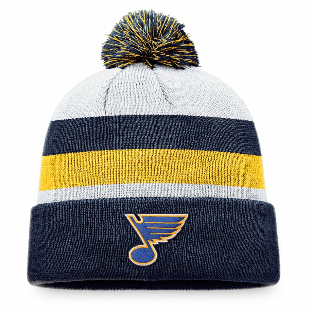 NHL St. Louis Blues Fanatics Fundamental Cuffed Knit Hat with Pom - Navy/Gold