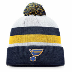 NHL St. Louis Blues Fanatics Fundamental Cuffed Knit Hat with Pom - Navy/Gold