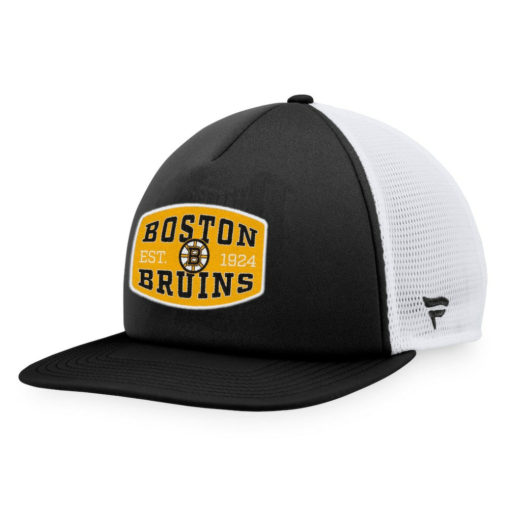 NHL Boston Bruins Fanatics Foam Front Patch Trucker Snapback Hat - Black/White