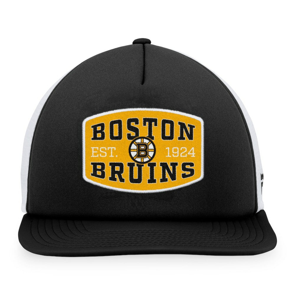 NHL Boston Bruins Fanatics Foam Front Patch Trucker Snapback Hat - Black/White