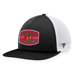 NHL Chicago Blackhawks Fanatics Foam Front Patch Trucker Snapback Hat - Black/White
