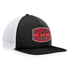 NHL Chicago Blackhawks Fanatics Foam Front Patch Trucker Snapback Hat - Black/White