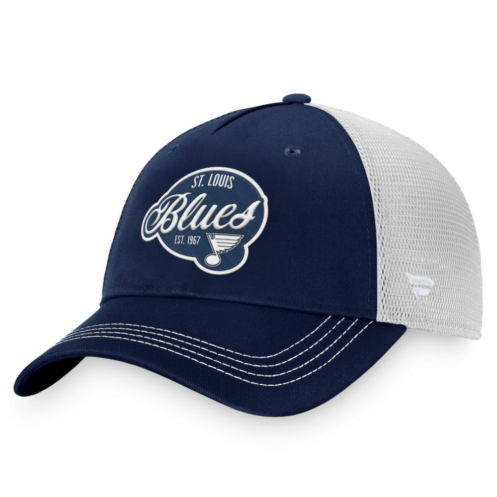 NHL St. Louis Blues Fanatics Women's Fundamental Trucker Adjustable Hat - Navy/White