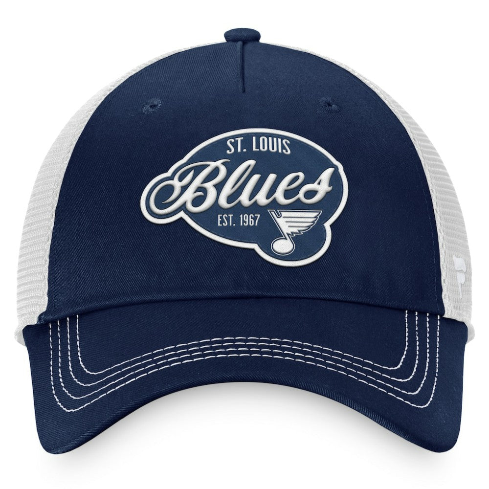 NHL St. Louis Blues Fanatics Women's Fundamental Trucker Adjustable Hat - Navy/White