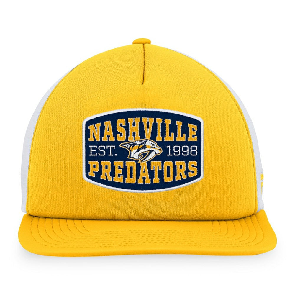 NHL Nashville Predators Fanatics Foam Front Patch Trucker Snapback Hat - Gold/White
