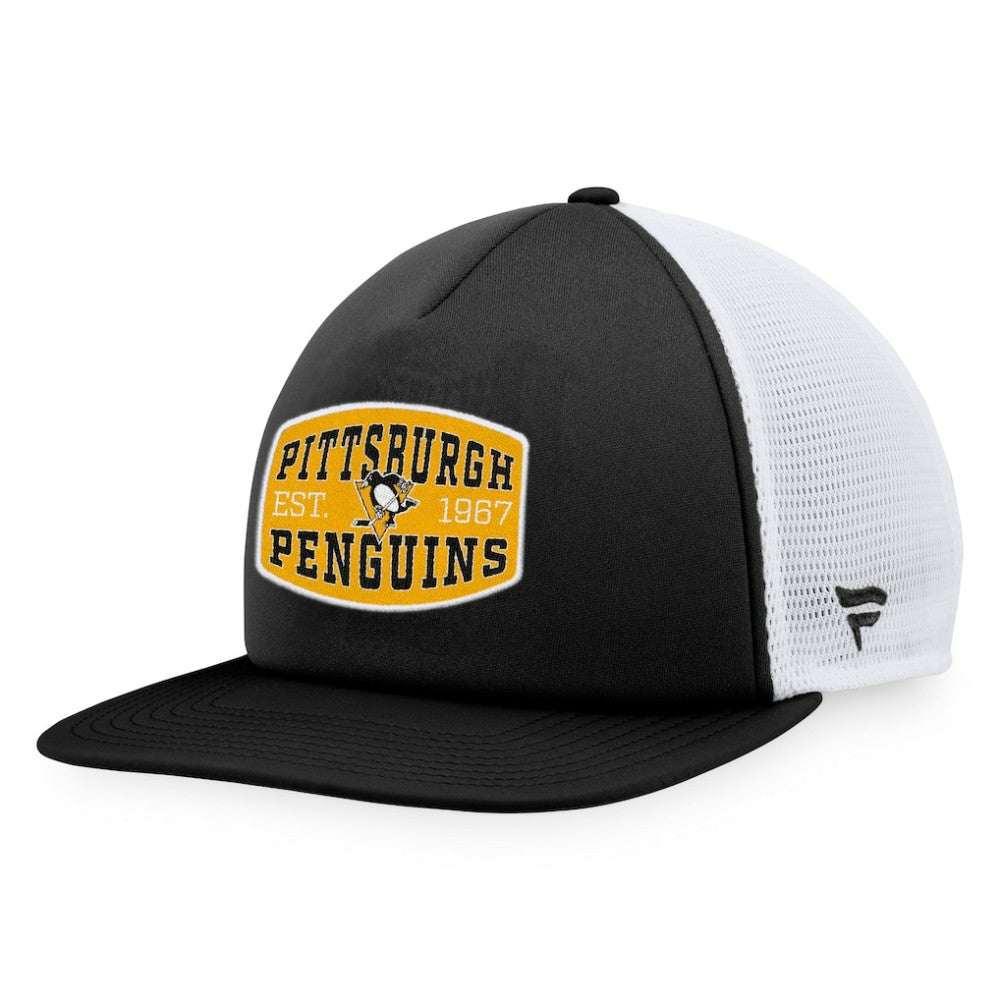 NHL Pittsburgh Penguins Fanatics Foam Front Patch Trucker Snapback Hat - Black/White