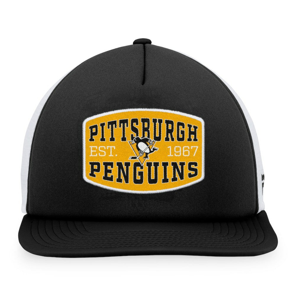 NHL Pittsburgh Penguins Fanatics Foam Front Patch Trucker Snapback Hat - Black/White