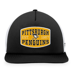NHL Pittsburgh Penguins Fanatics Foam Front Patch Trucker Snapback Hat - Black/White