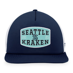NHL Seattle Kraken Fanatics Foam Front Patch Trucker Snapback Hat - Deep Sea Blue/White