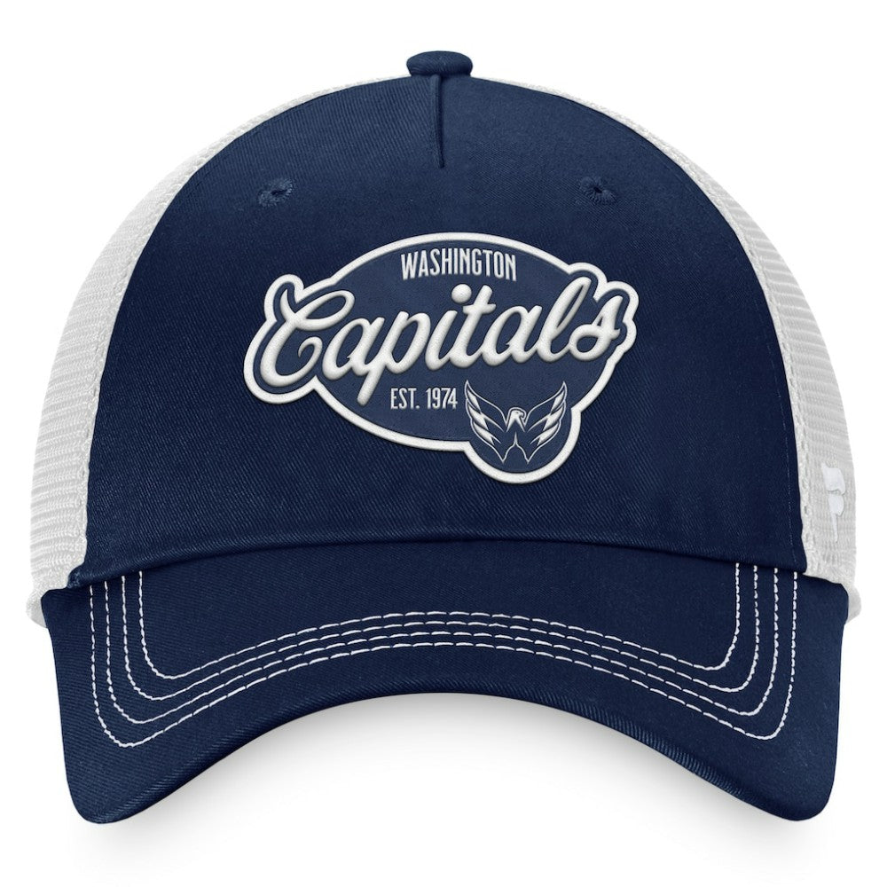 NHL Washington Capitals Fanatics Women's Fundamental Trucker Adjustable Hat - Navy/White