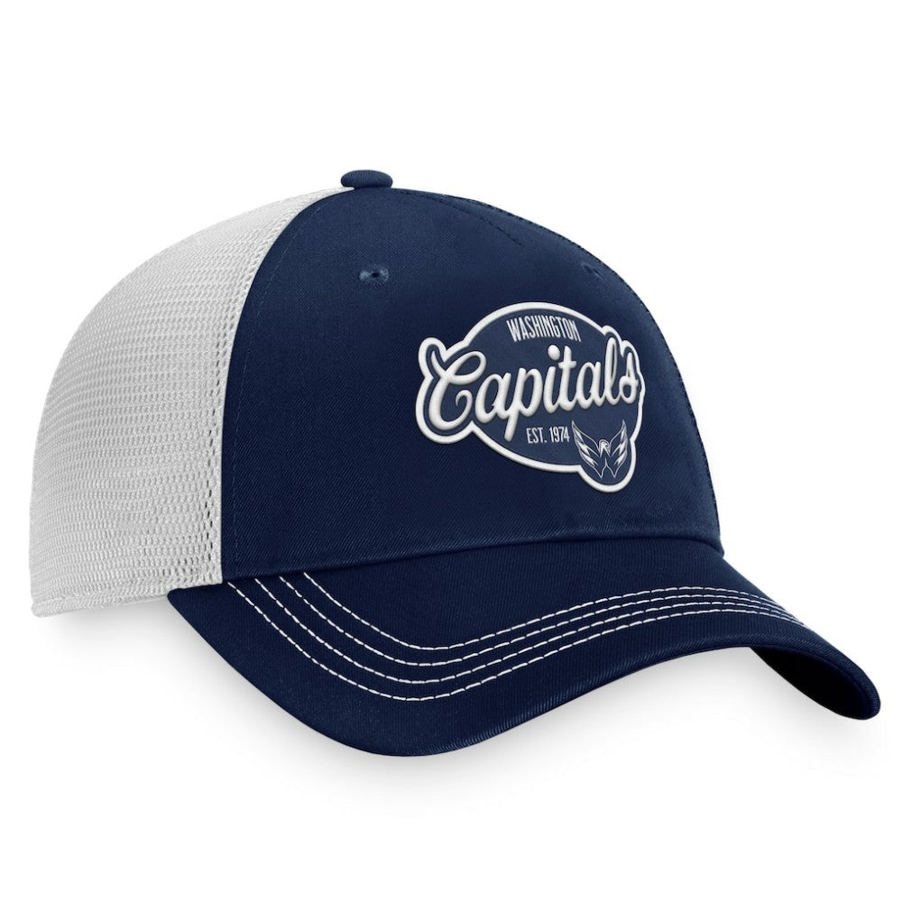 NHL Washington Capitals Fanatics Women's Fundamental Trucker Adjustable Hat - Navy/White