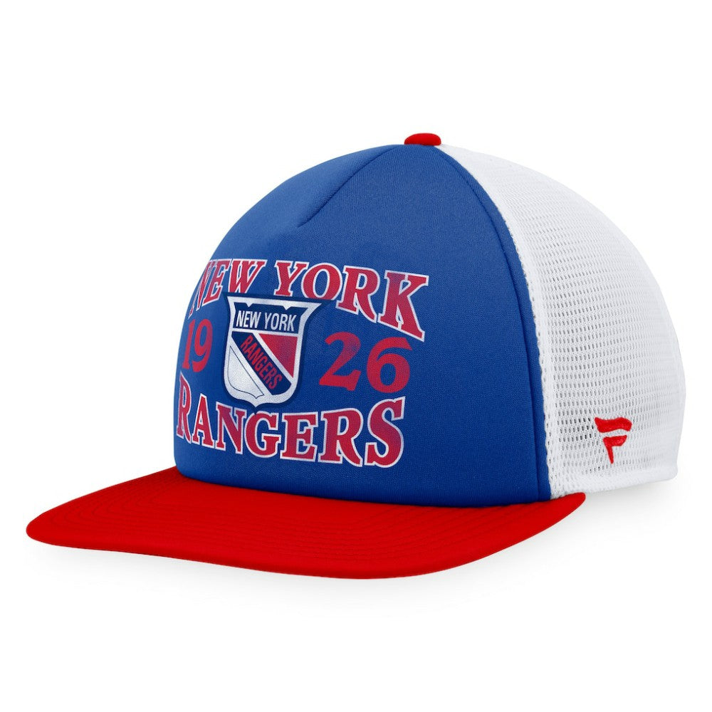 NHL New York Rangers Fanatics Heritage Vintage Foam Front Trucker Snapback Hat - Blue/Red