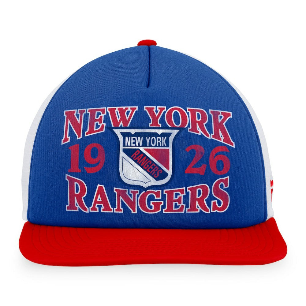NHL New York Rangers Fanatics Heritage Vintage Foam Front Trucker Snapback Hat - Blue/Red