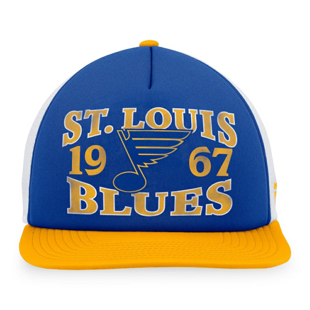 NHL St. Louis Blues Fanatics Heritage Vintage Foam Front Trucker Snapback Hat - Blue/Gold