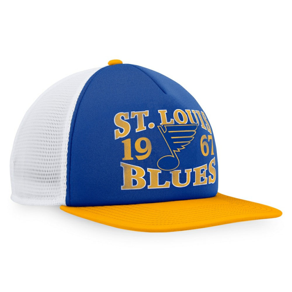NHL St. Louis Blues Fanatics Heritage Vintage Foam Front Trucker Snapback Hat - Blue/Gold
