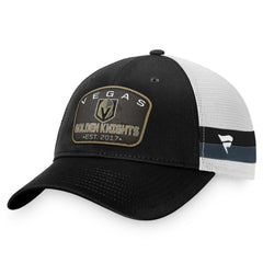 NHL Vegas Golden Knights Fanatics Fundamental Striped Trucker Adjustable Hat - Black/White