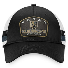 NHL Vegas Golden Knights Fanatics Fundamental Striped Trucker Adjustable Hat - Black/White