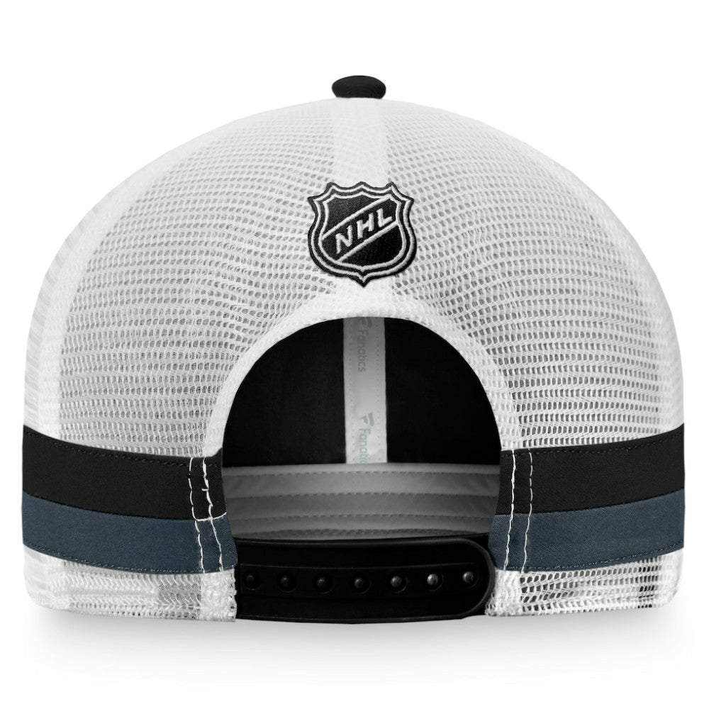 NHL Vegas Golden Knights Fanatics Fundamental Striped Trucker Adjustable Hat - Black/White
