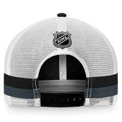 NHL Vegas Golden Knights Fanatics Fundamental Striped Trucker Adjustable Hat - Black/White