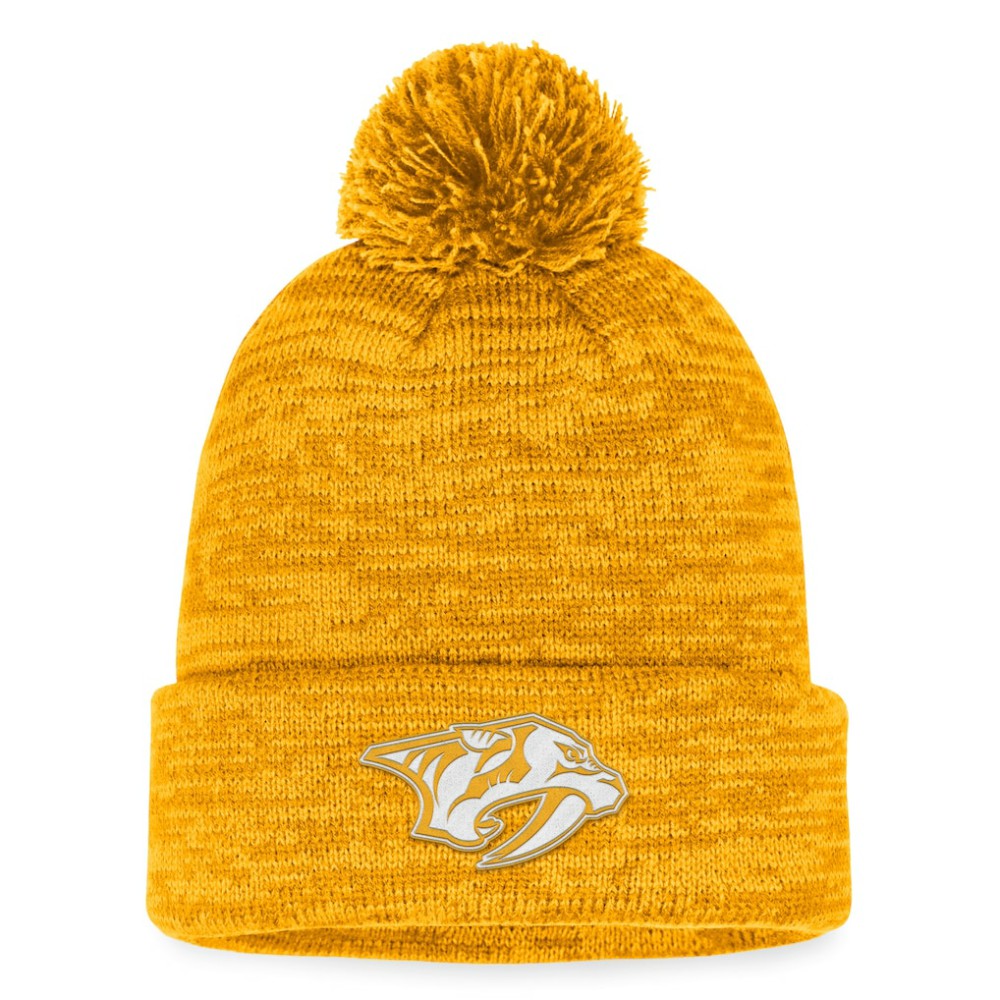 NHL Nashville Predators Fanatics Fundamental Cuffed Knit Hat with Pom - Gold