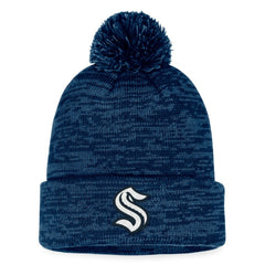 NHL Seattle Kraken Fanatics Fundamental Cuffed Knit Hat with Pom - Deep Sea Blue