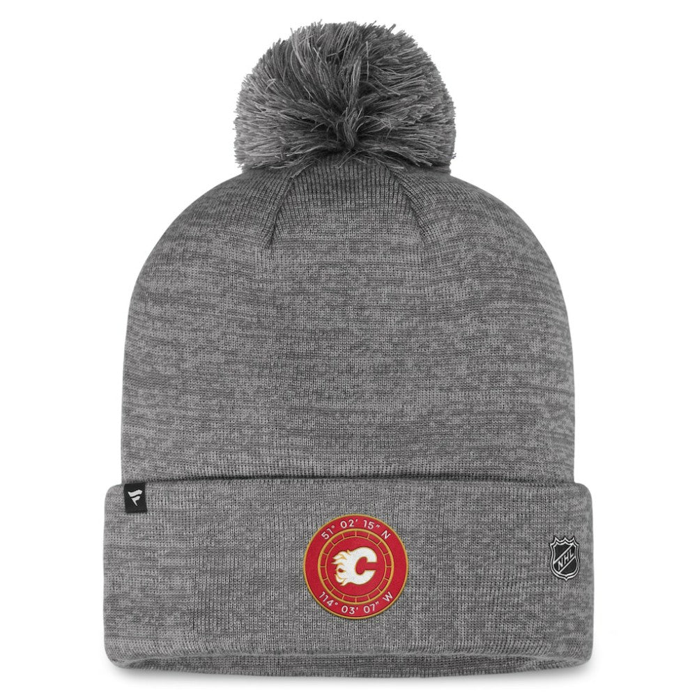 NHL Calgary Flames Fanatics Authentic Pro Home Ice Cuffed Knit Hat with Pom - Gray
