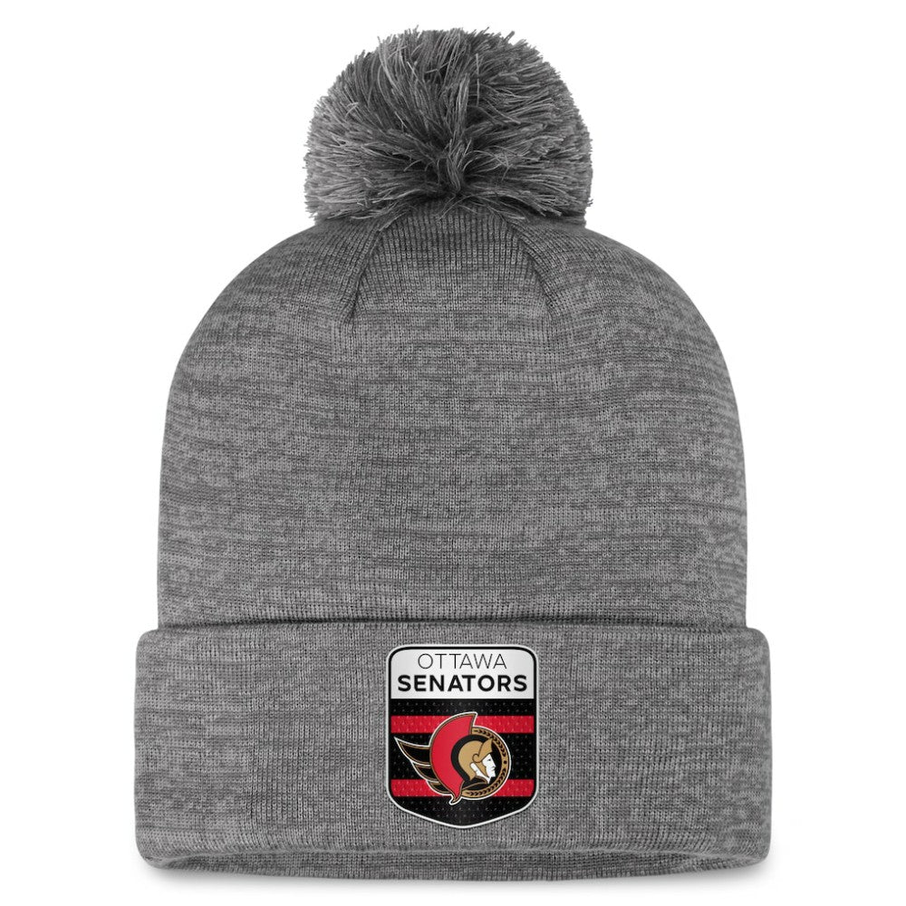 NHL Ottawa Senators Fanatics Authentic Pro Home Ice Cuffed Knit Hat with Pom - Gray