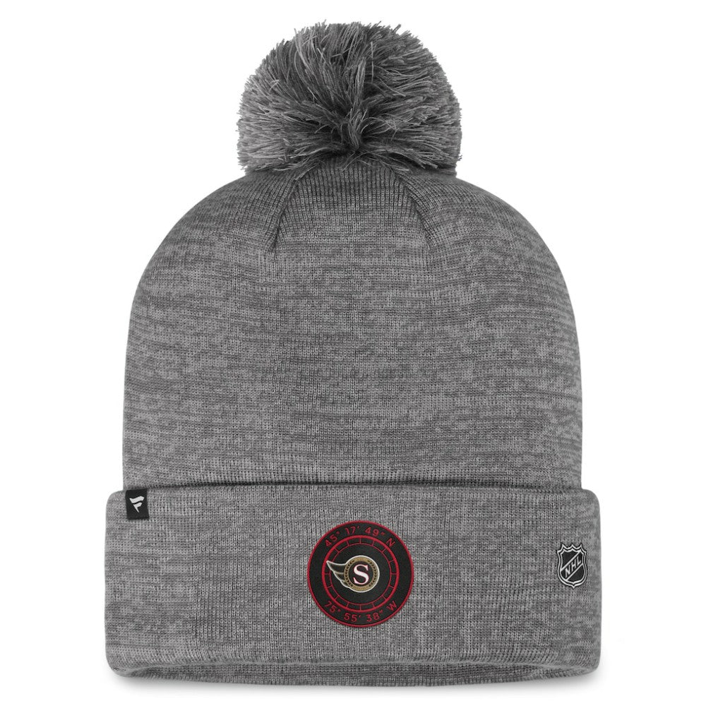 NHL Ottawa Senators Fanatics Authentic Pro Home Ice Cuffed Knit Hat with Pom - Gray