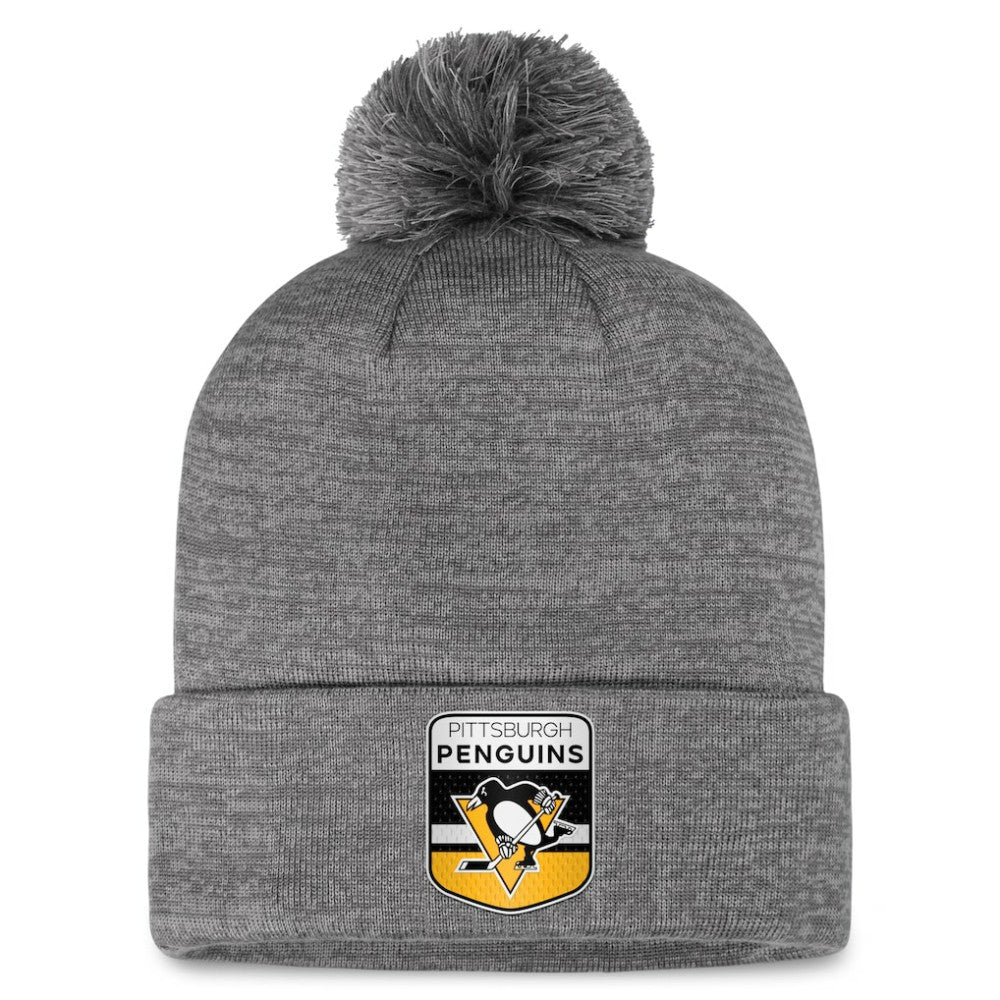 NHL Pittsburgh Penguins Fanatics Authentic Pro Home Ice Cuffed Knit Hat with Pom - Gray