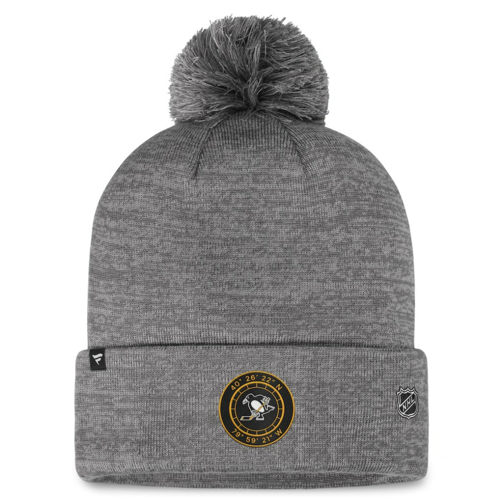 NHL Pittsburgh Penguins Fanatics Authentic Pro Home Ice Cuffed Knit Hat with Pom - Gray