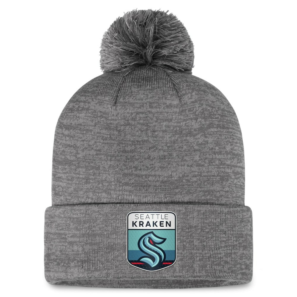 NHL Seattle Kraken Fanatics Authentic Pro Home Ice Cuffed Knit Hat with Pom - Gray