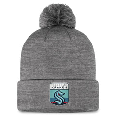 NHL Seattle Kraken Fanatics Authentic Pro Home Ice Cuffed Knit Hat with Pom - Gray