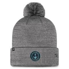 NHL Seattle Kraken Fanatics Authentic Pro Home Ice Cuffed Knit Hat with Pom - Gray