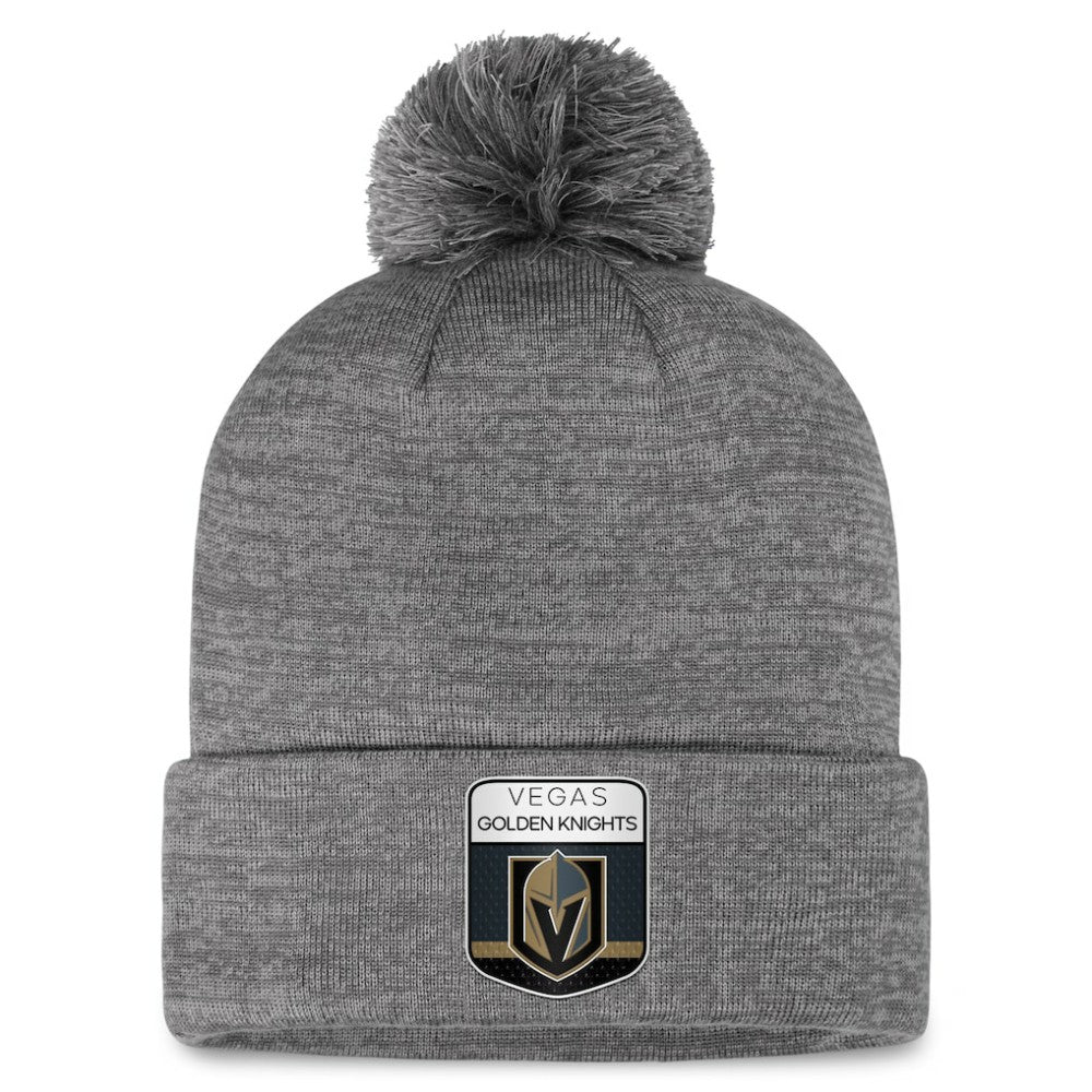 NHL Vegas Golden Knights Fanatics Authentic Pro Home Ice Cuffed Knit Hat with Pom - Gray