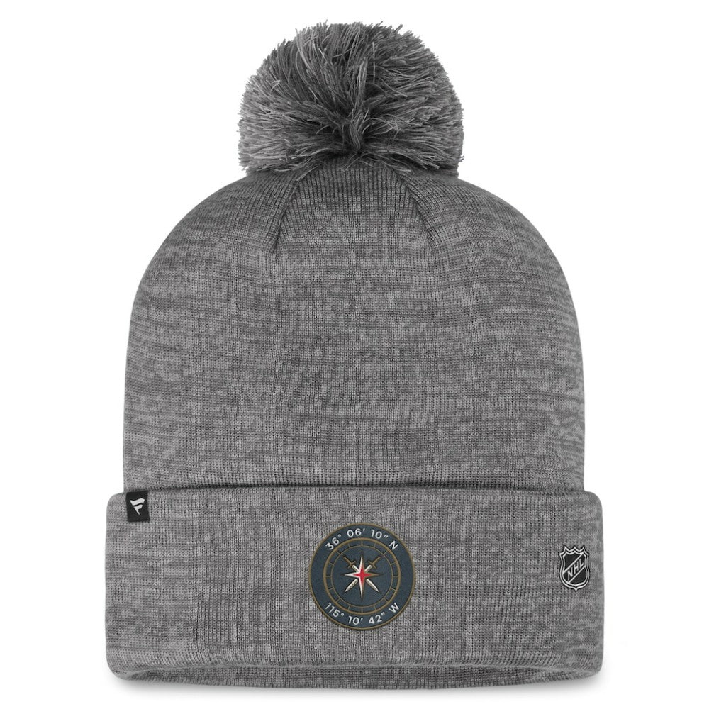 NHL Vegas Golden Knights Fanatics Authentic Pro Home Ice Cuffed Knit Hat with Pom - Gray