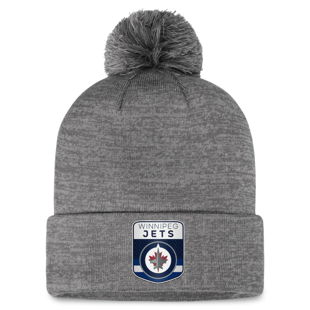 NHL Winnipeg Jets Fanatics Authentic Pro Home Ice Cuffed Knit Hat with Pom - Gray