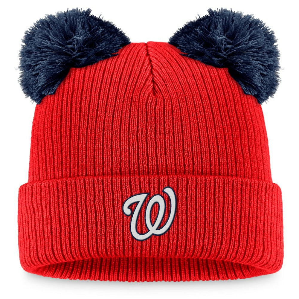 Washington Nationals Fanatics Women's Double Pom Cuffed Knit Hat - Red/Navy Hats