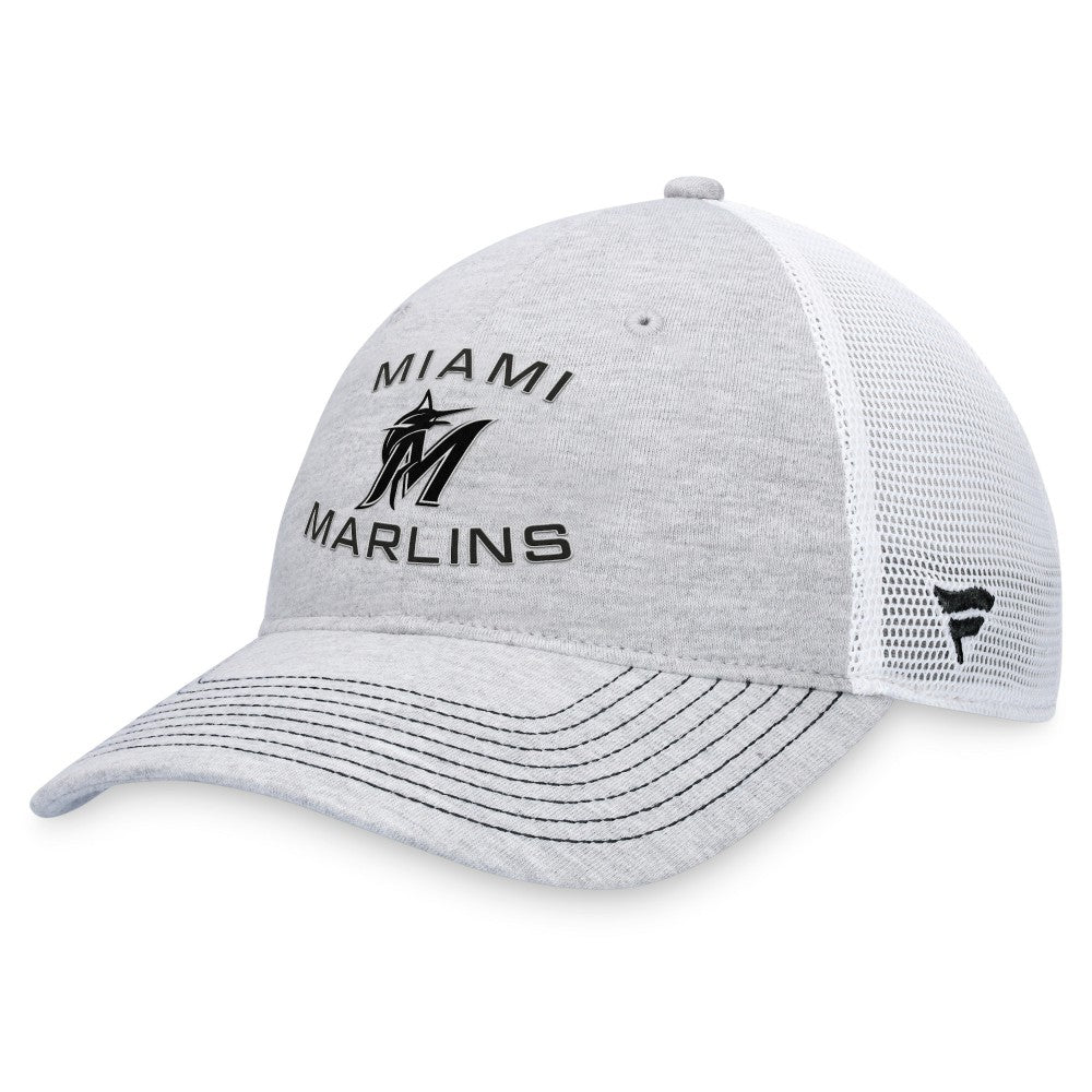 Miami Marlins Fanatics Trucker Adjustable Hat - Gray Hats
