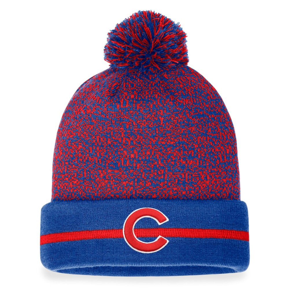 Chicago Cubs Fanatics Space-Dye Cuffed Knit Hat with Pom - Royal/Red Hats