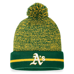 Athletics Fanatics Space-Dye Cuffed Knit Hat with Pom - Green/Gold Hats