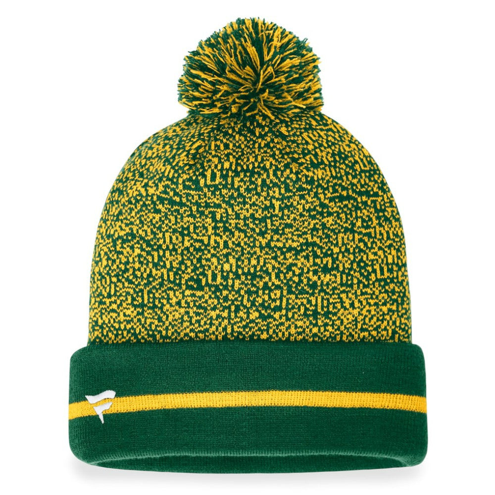 Athletics Fanatics Space-Dye Cuffed Knit Hat with Pom - Green/Gold Hats