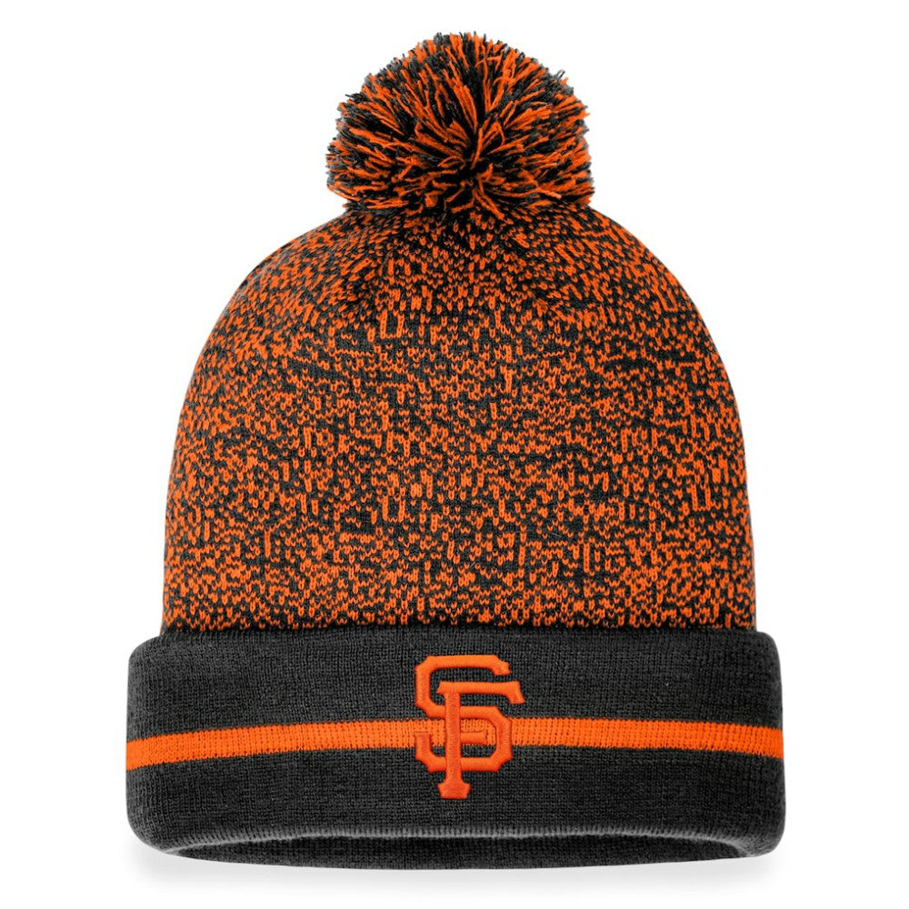San Francisco Giants Fanatics Space-Dye Cuffed Knit Hat with Pom - Black/Orange Hats